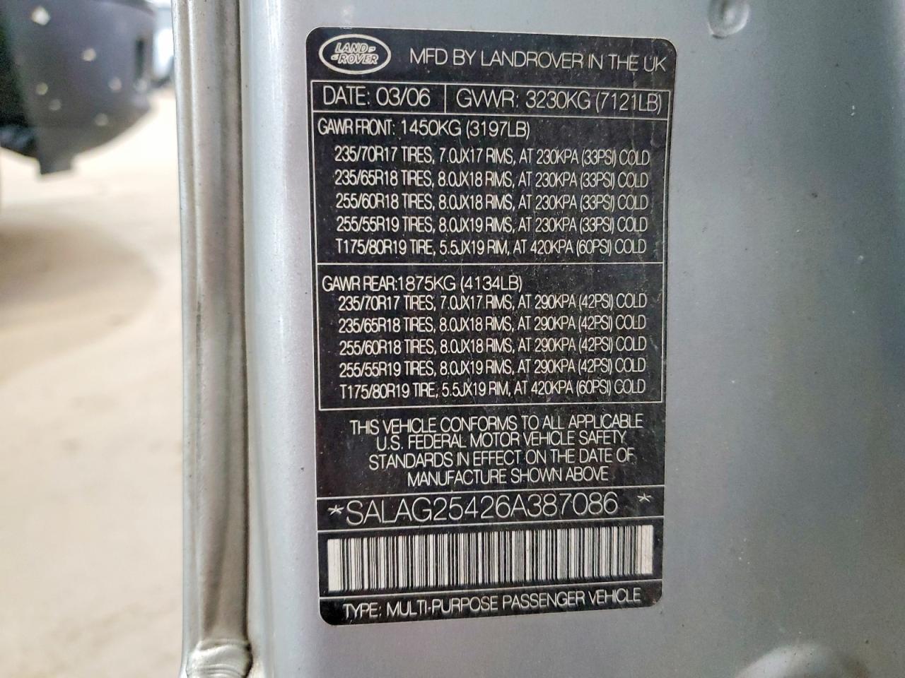 2006 Land Rover Lr3 Hse Серебряный vin: SALAG25426A387086