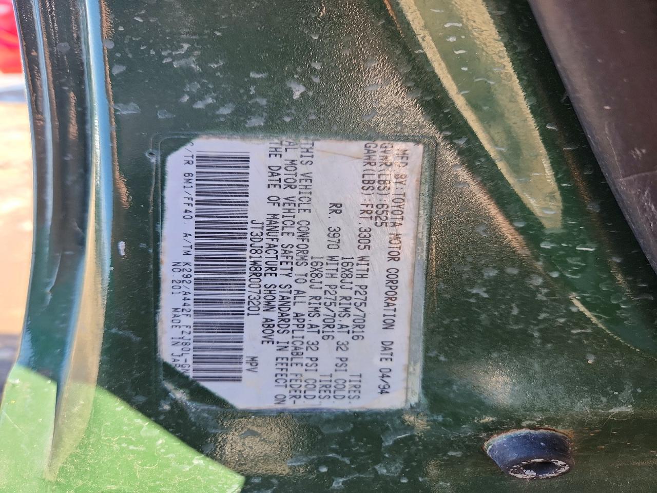 1994 Toyota Land Cruiser Dj81 Green vin: JT3DJ81W8R0073201
