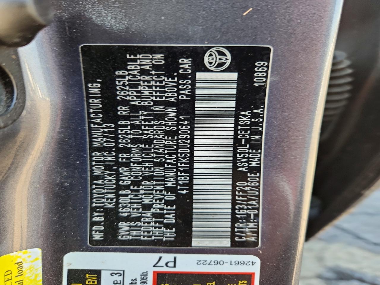 2013 Toyota Camry Se Gray vin: 4T1BF1FK5DU290641