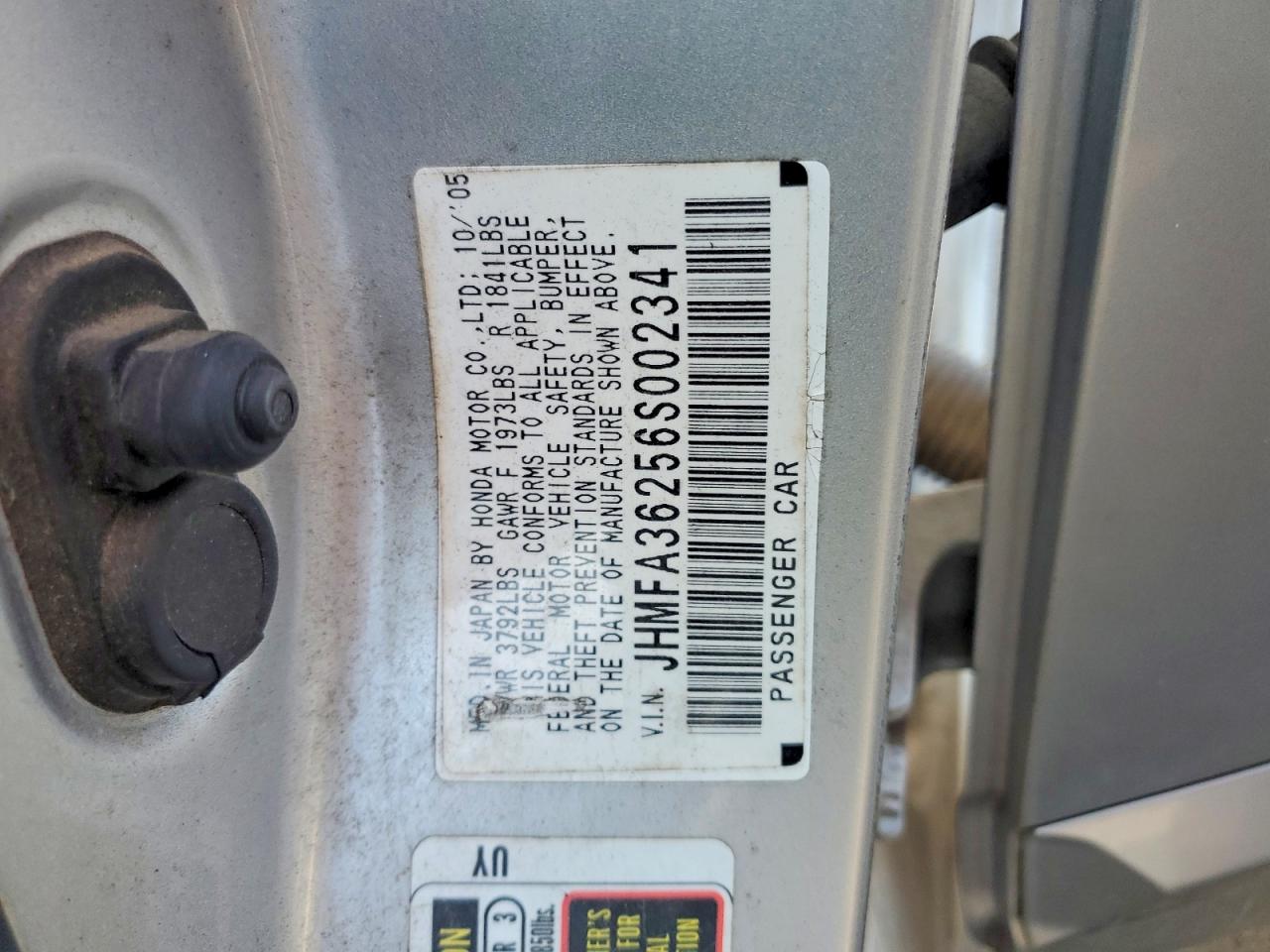 2006 Honda Civic Hybrid Silver vin: JHMFA36256S002341