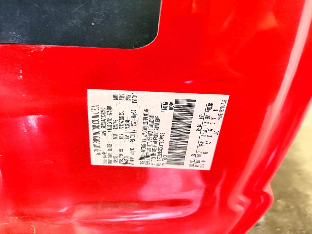 1999 Ford Ranger Super Cab Red vin: 1FTZR15X7XTB09993