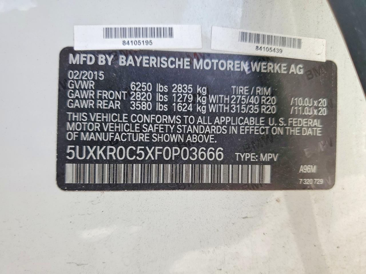 2015 Bmw X5 Xdrive35i Белый vin: 5UXKR0C5XF0P03666