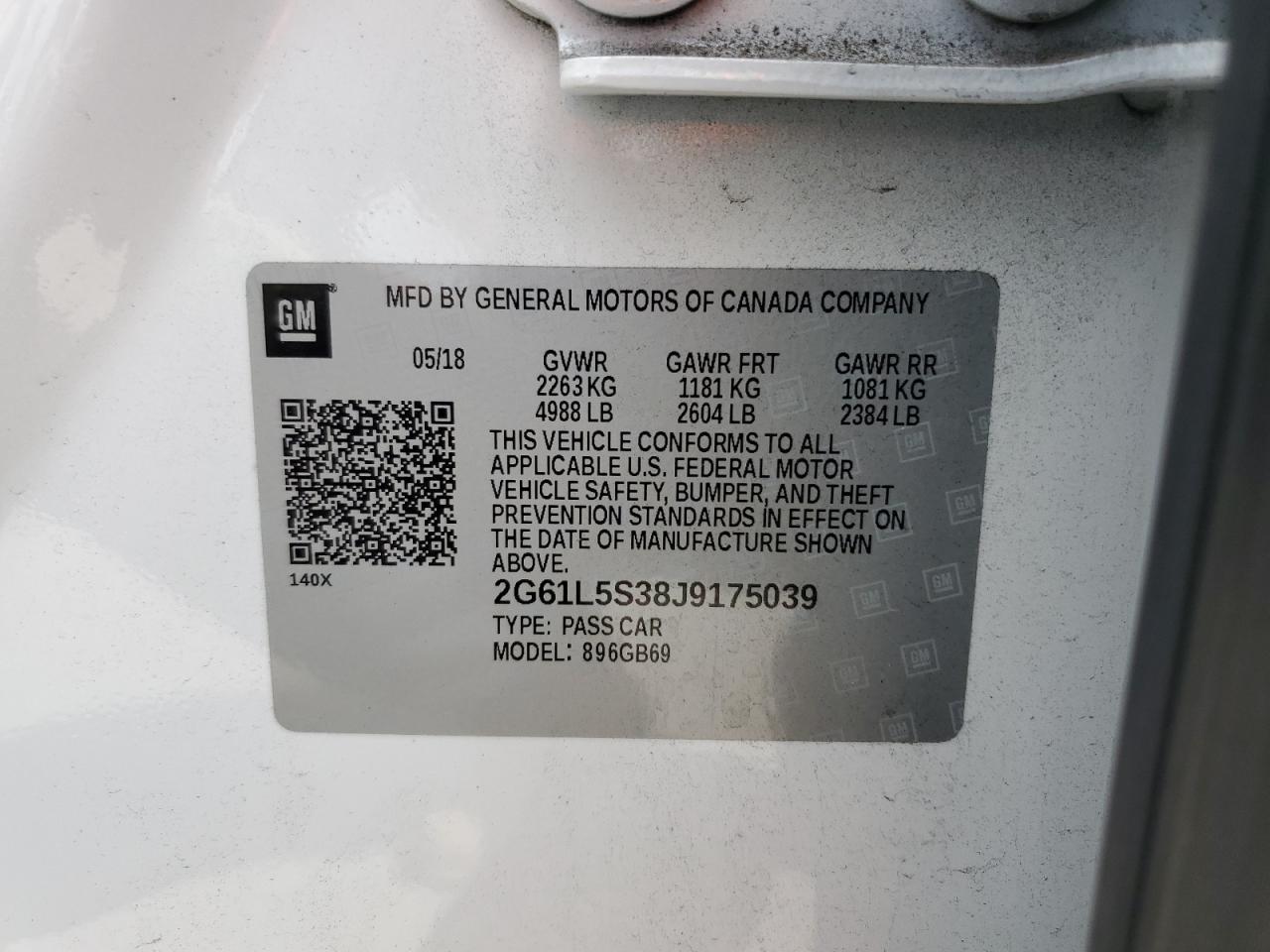 2018 Cadillac Xts Белый vin: 2G61L5S38J9175039