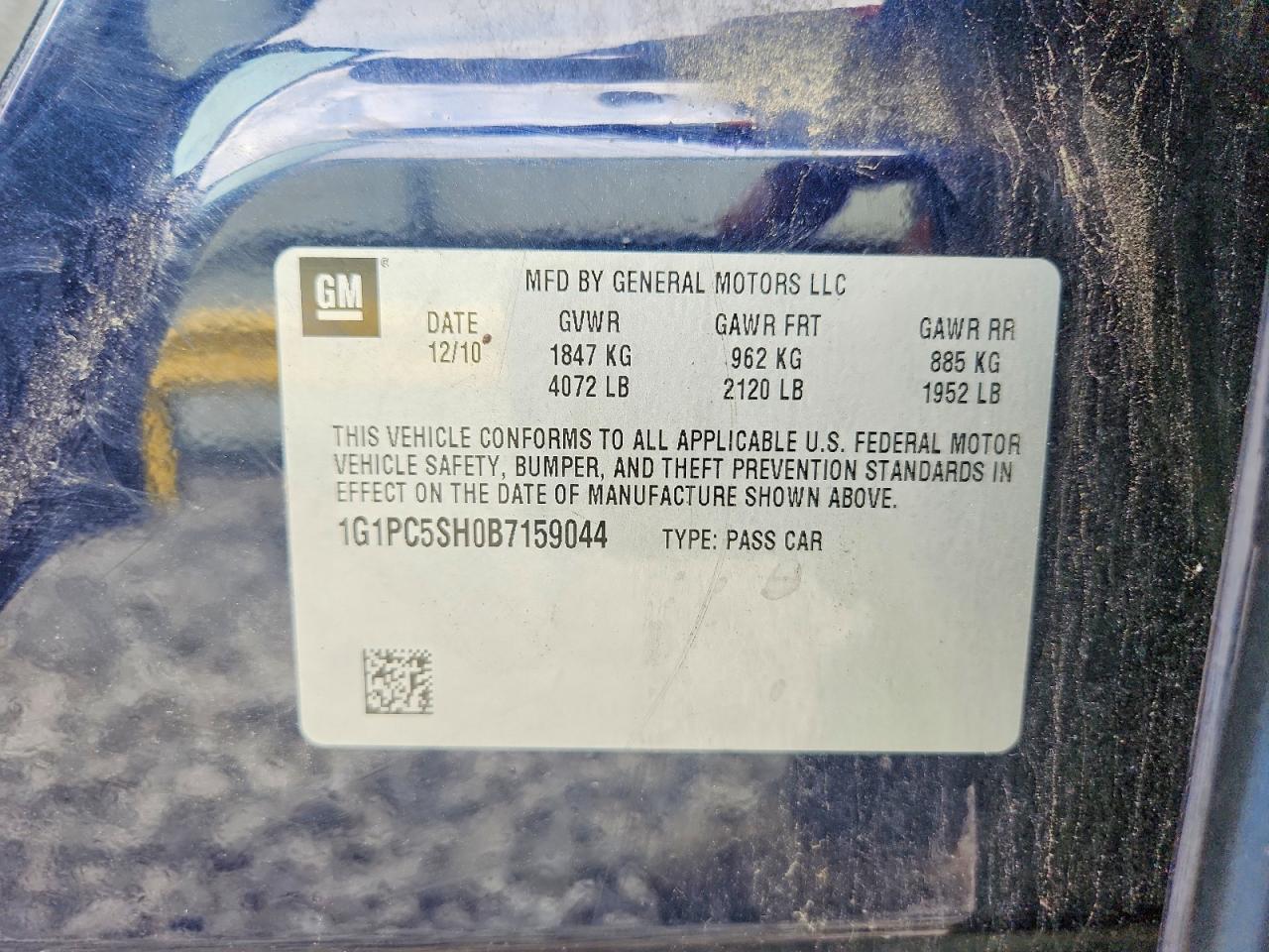 2011 Chevrolet Cruze Ls Blue vin: 1G1PC5SH0B7159044