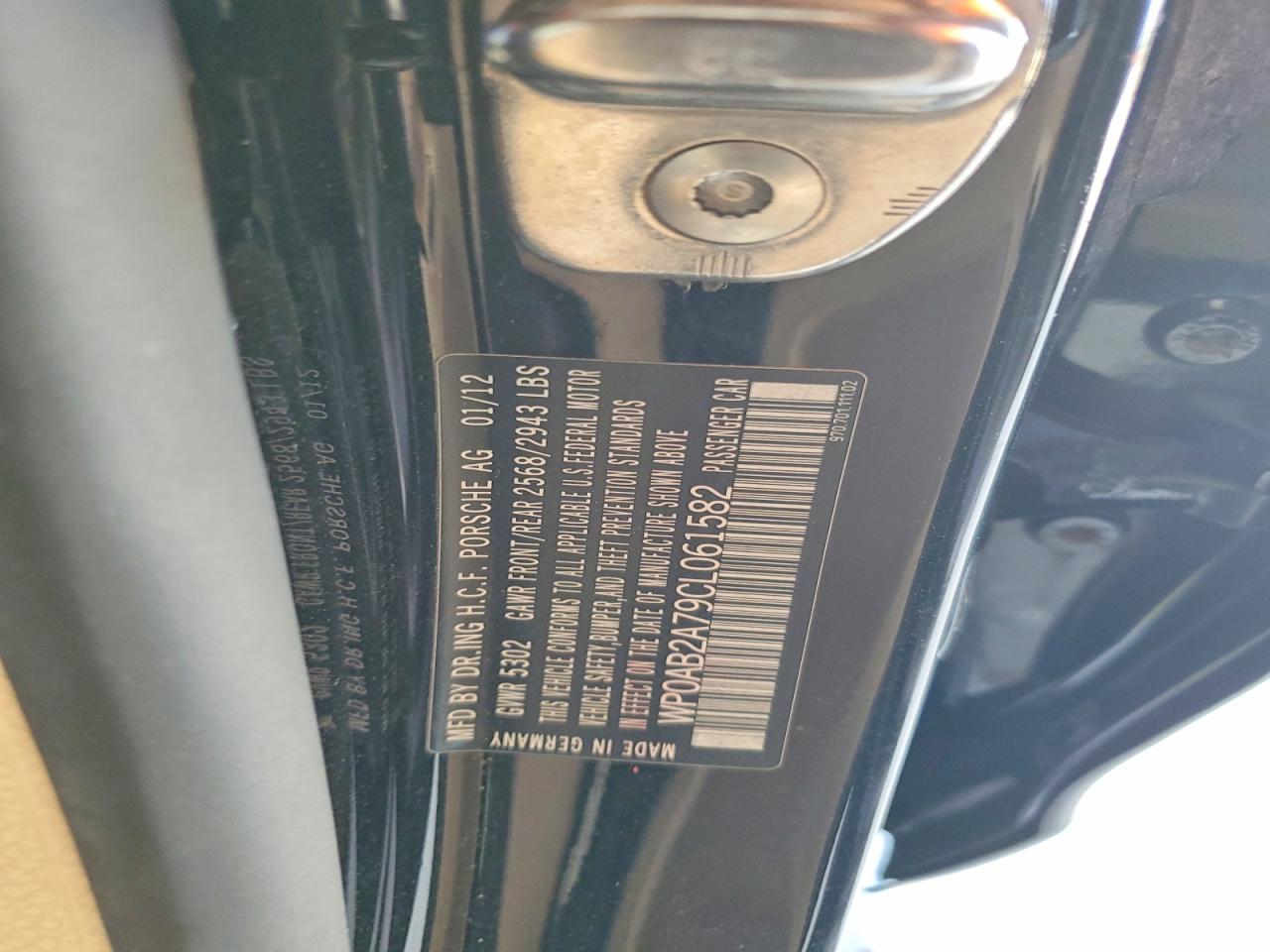 2012 Porsche Panamera S Black vin: WP0AB2A79CL061582