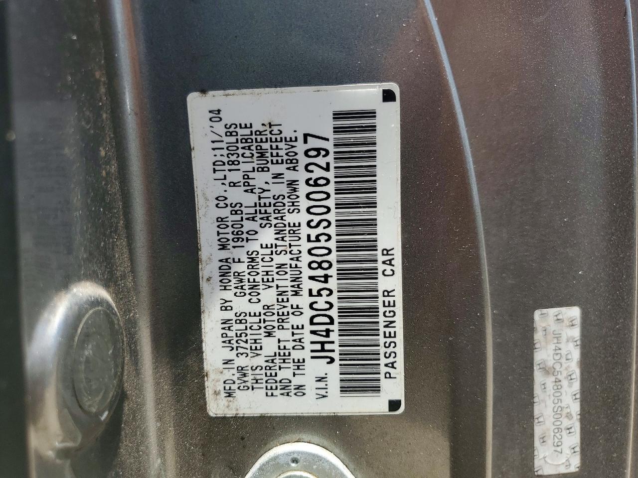 2005 Acura Rsx Silver vin: JH4DC54805S006297