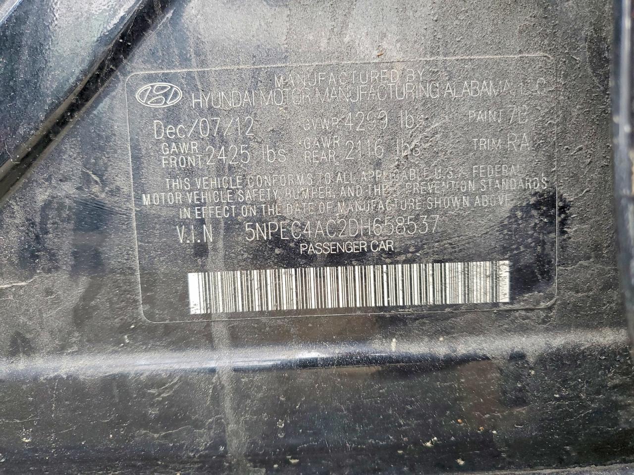 2013 Hyundai Sonata Limited Gray vin: 5NPEC4AC2DH658537
