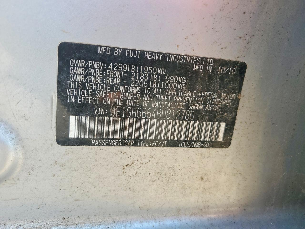 2011 Subaru Impreza 2.5i Premium Silver vin: JF1GH6B64BH812780