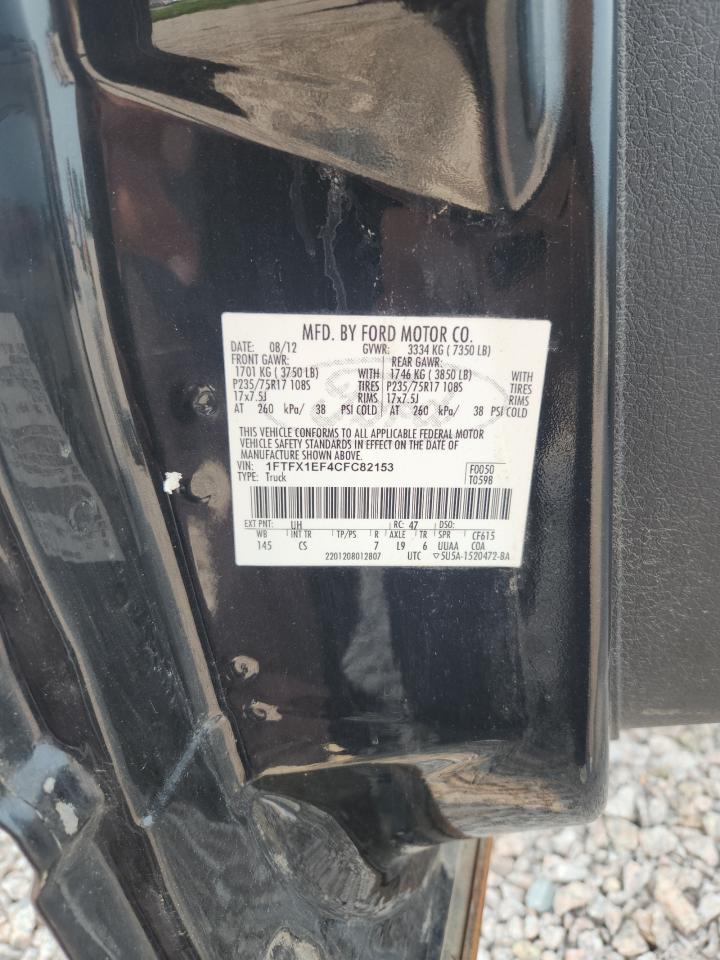 2012 Ford F150 Super Cab Black vin: 1FTFX1EF4CFC82153