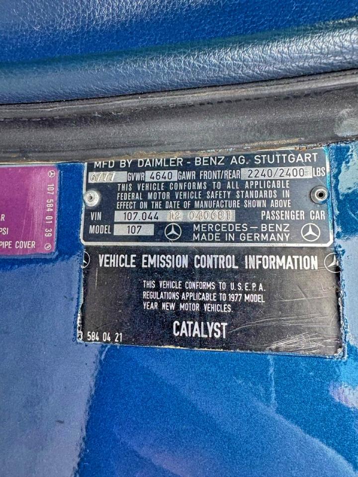 1977 Mercedes Benz 450 Sl Blue vin: 10704412040681