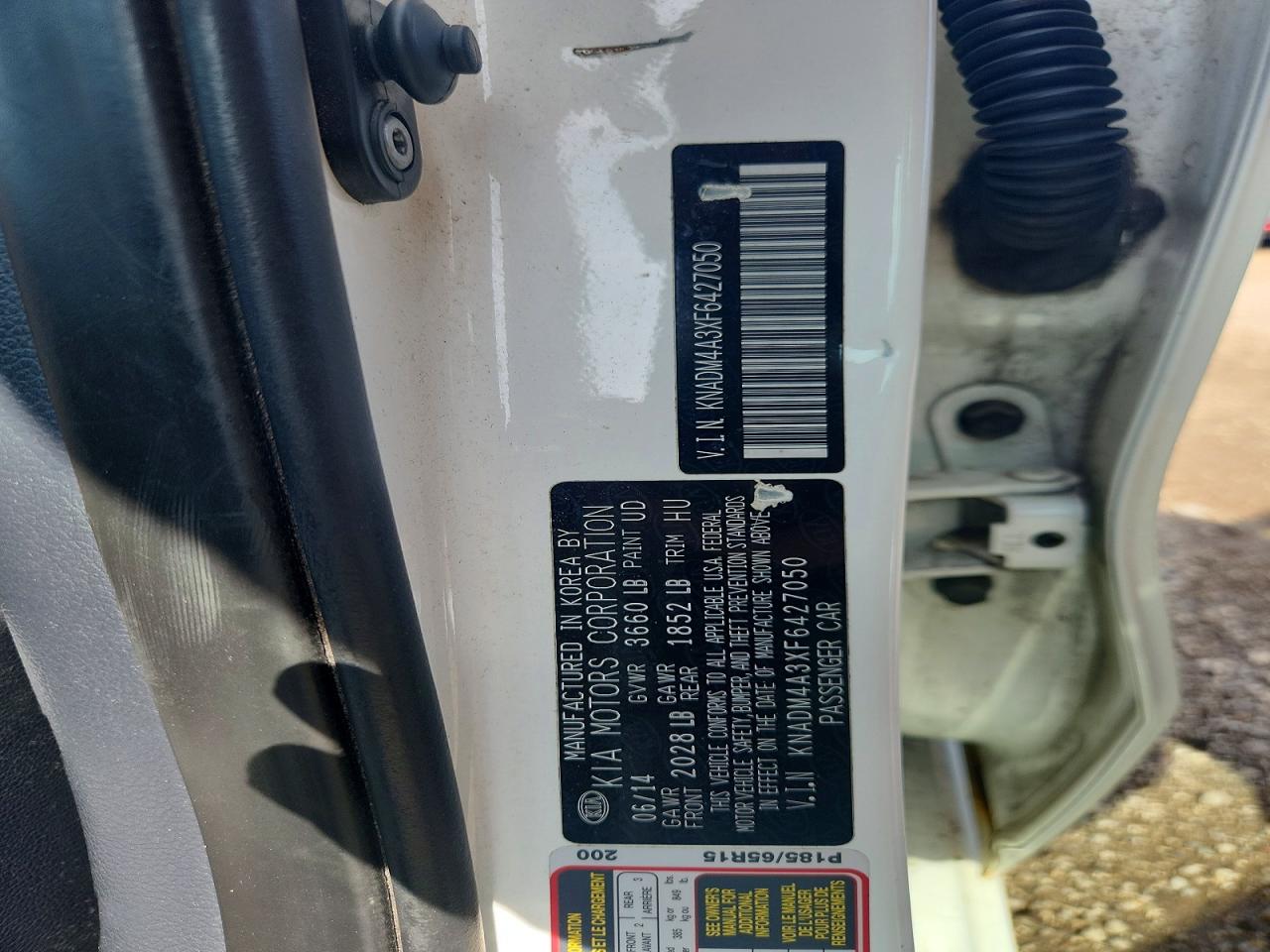 2015 Kia Rio Lx White vin: KNADM4A3XF6427050