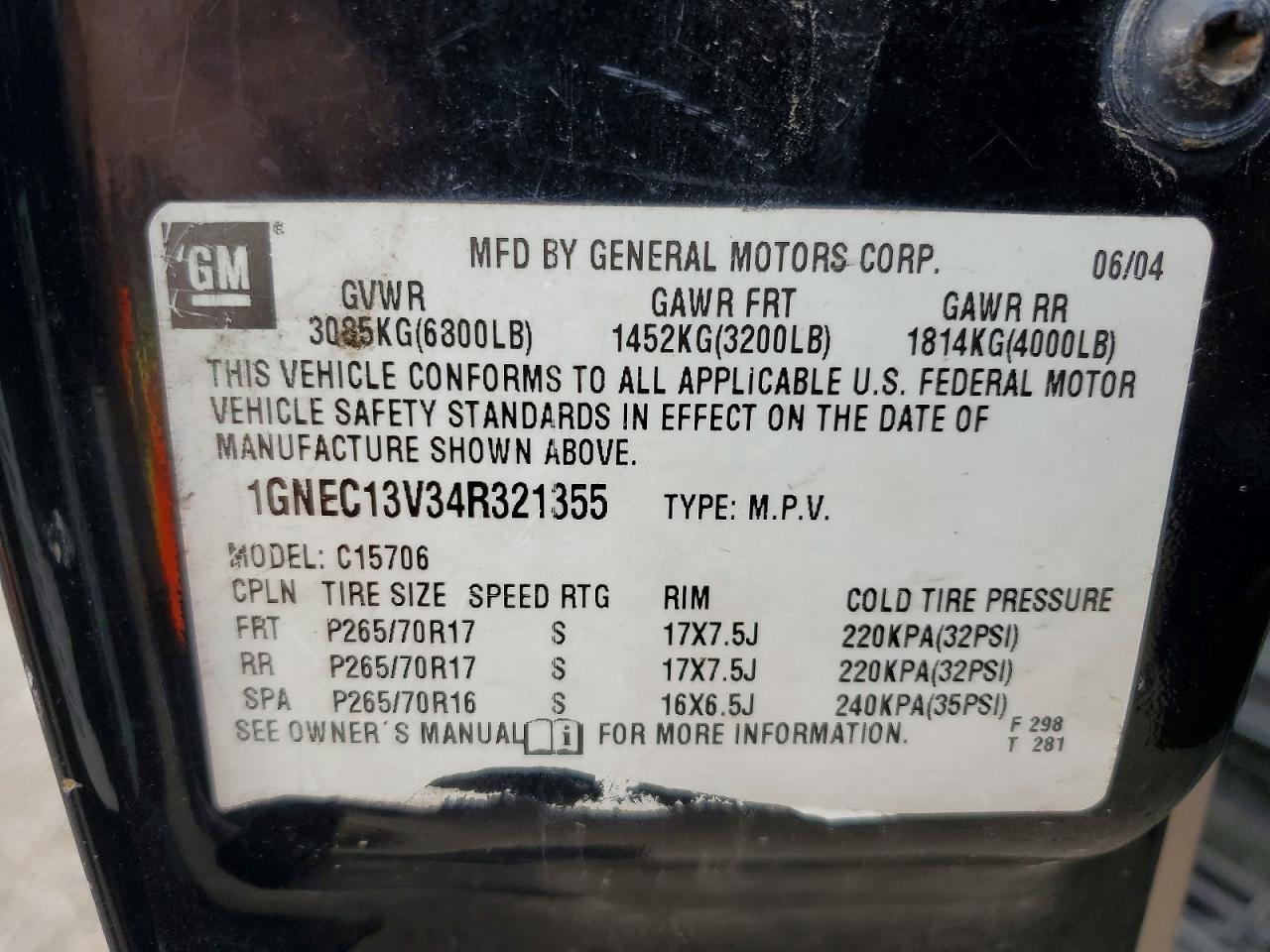 2004 Chevrolet Tahoe C1500 Черный vin: 1GNEC13V34R321355
