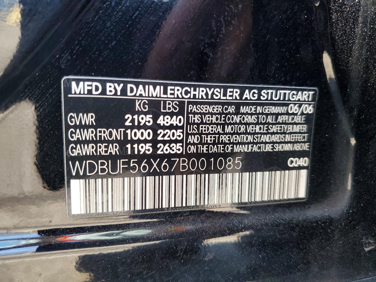 2007 Mercedes-benz E 350 Black vin: WDBUF56X67B001085