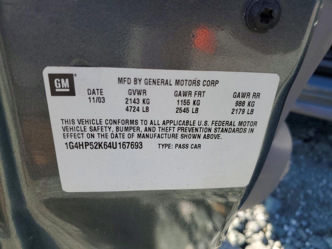 2004 Buick Lesabre Custom Серый vin: 1G4HP52K64U167693