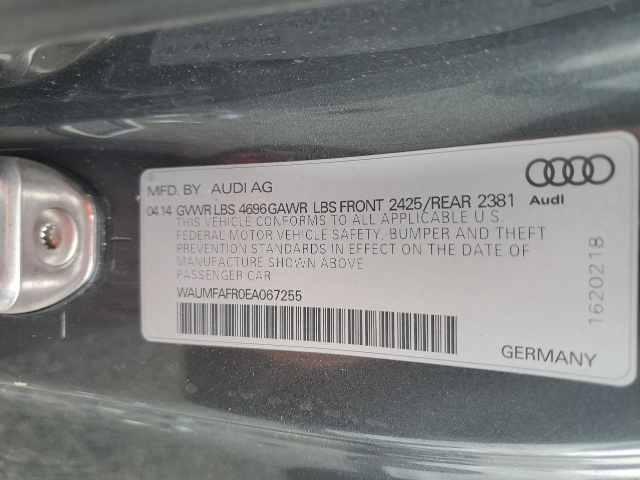 2014 Audi A5 Premium Plus Black vin: WAUMFAFR0EA067255