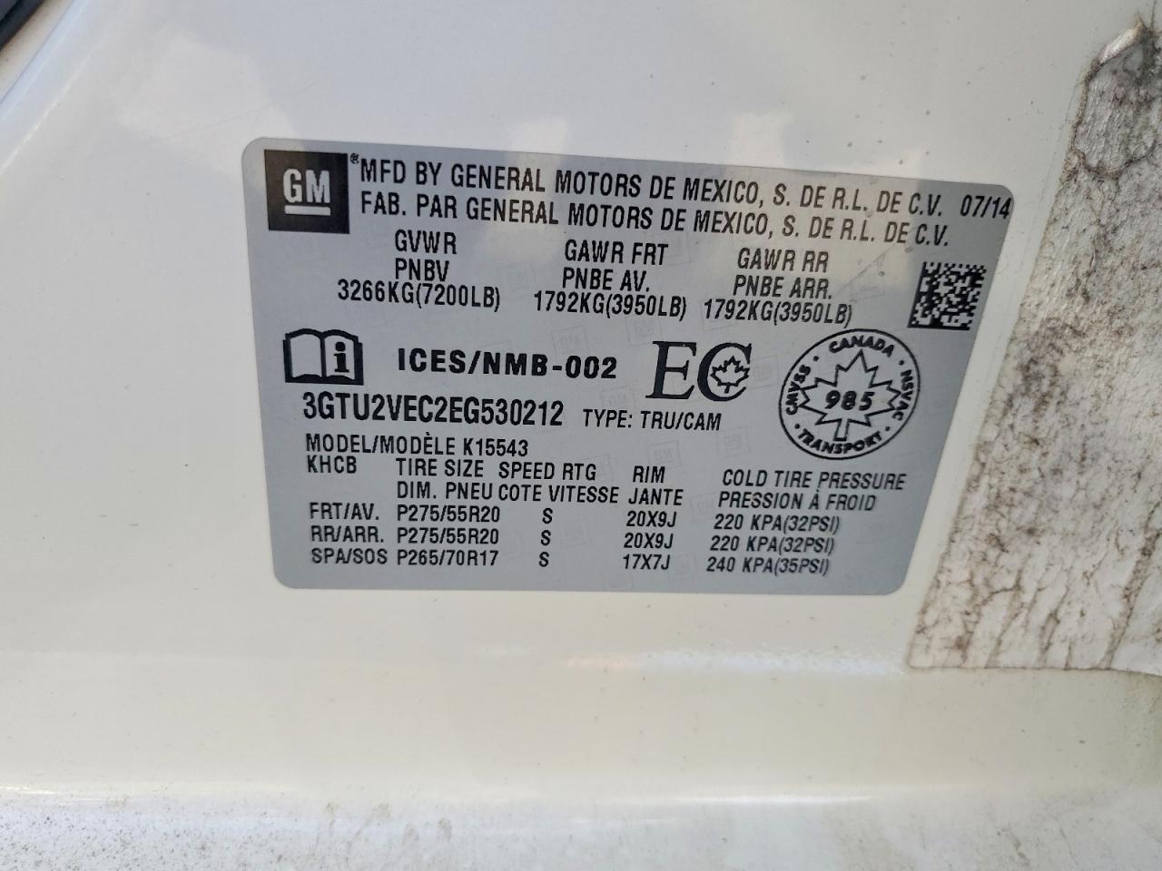 2014 Gmc Sierra K1500 Slt Cream vin: 3GTU2VEC2EG530212
