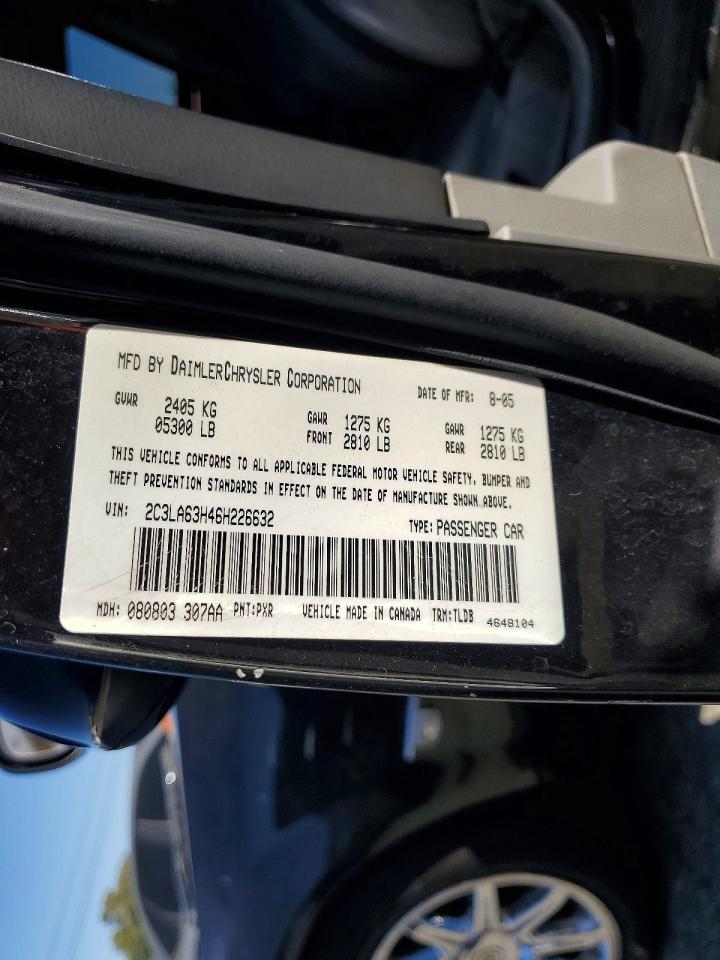 2006 Chrysler 300c Black vin: 2C3LA63H46H226632