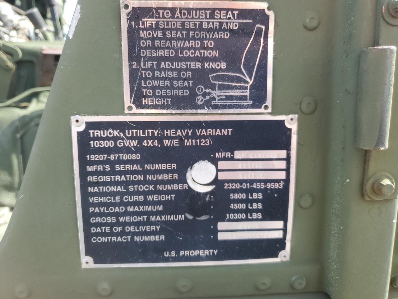 2000 Hummer H1 Green vin: 188740