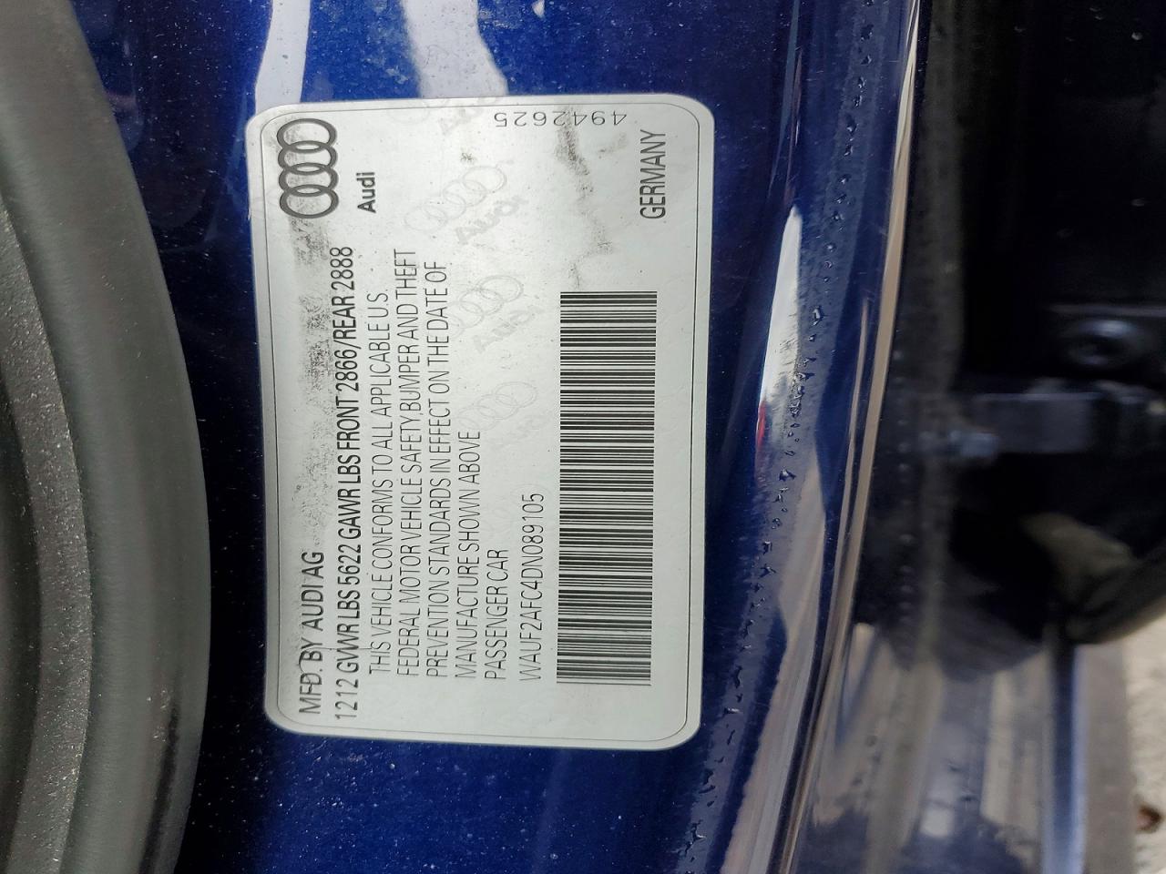 2013 Audi S6 Blue vin: WAUF2AFC4DN089105