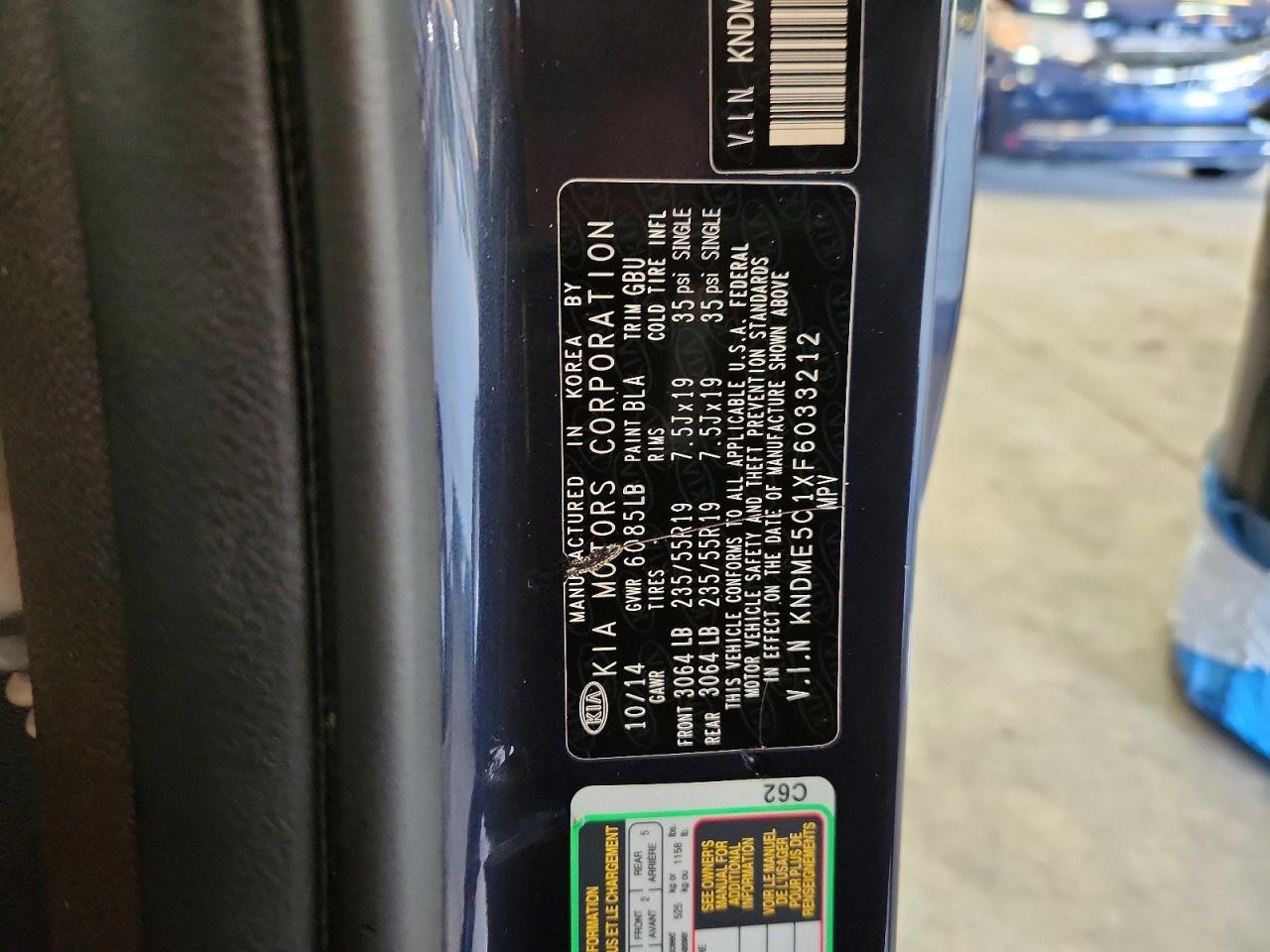 2015 Kia Sedona Sxl Blue vin: KNDME5C1XF6033212
