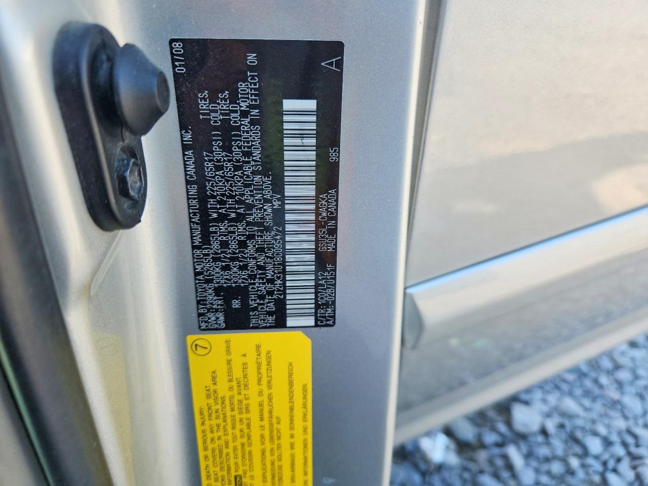 2008 Lexus Rx 350 Серебряный vin: 2T2HK31U18C095472