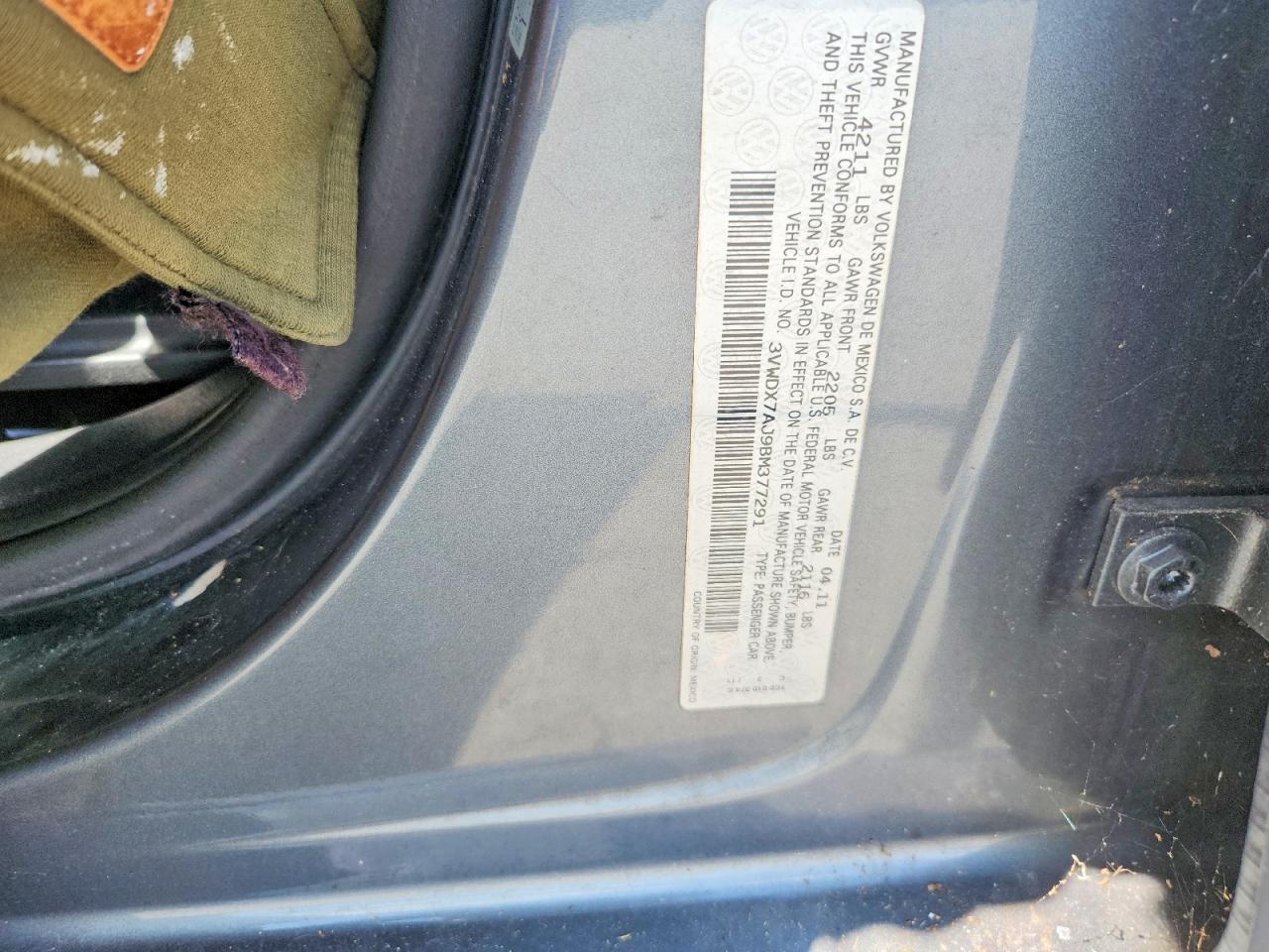 2011 Volkswagen Jetta Se Серый vin: 3VWDX7AJ9BM377291