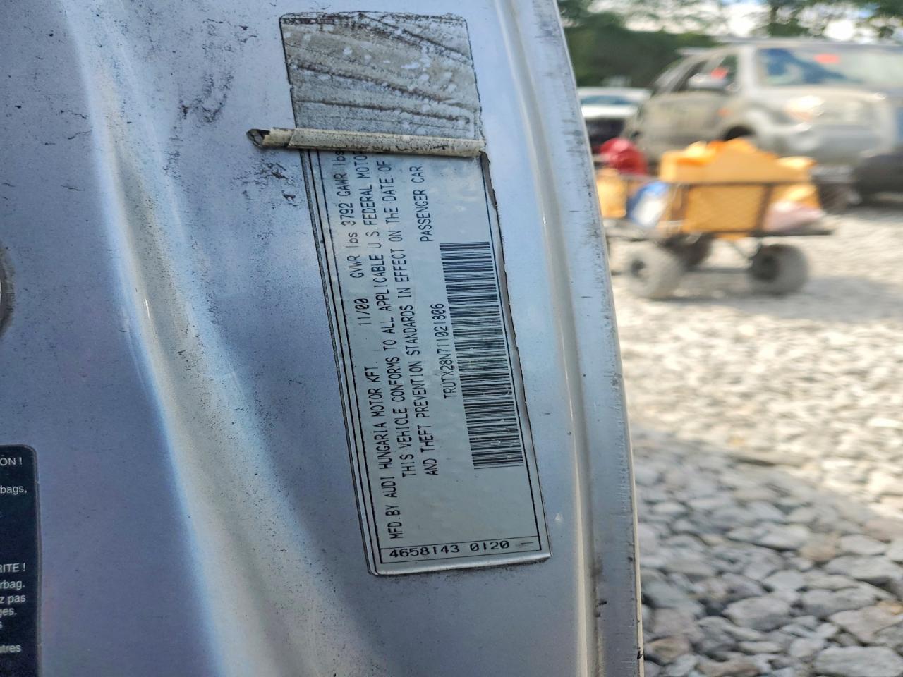 2001 Audi Tt Silver vin: TRUTX28N711021806
