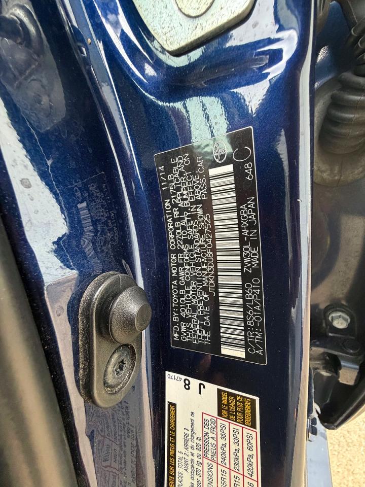 2015 Toyota Prius One Blue vin: JTDKN3DU8F0427525