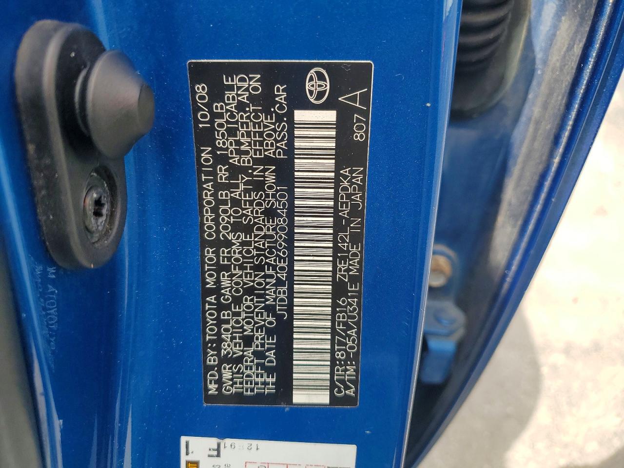 2009 Toyota Corolla Le Blue vin: JTDBL40E699084501