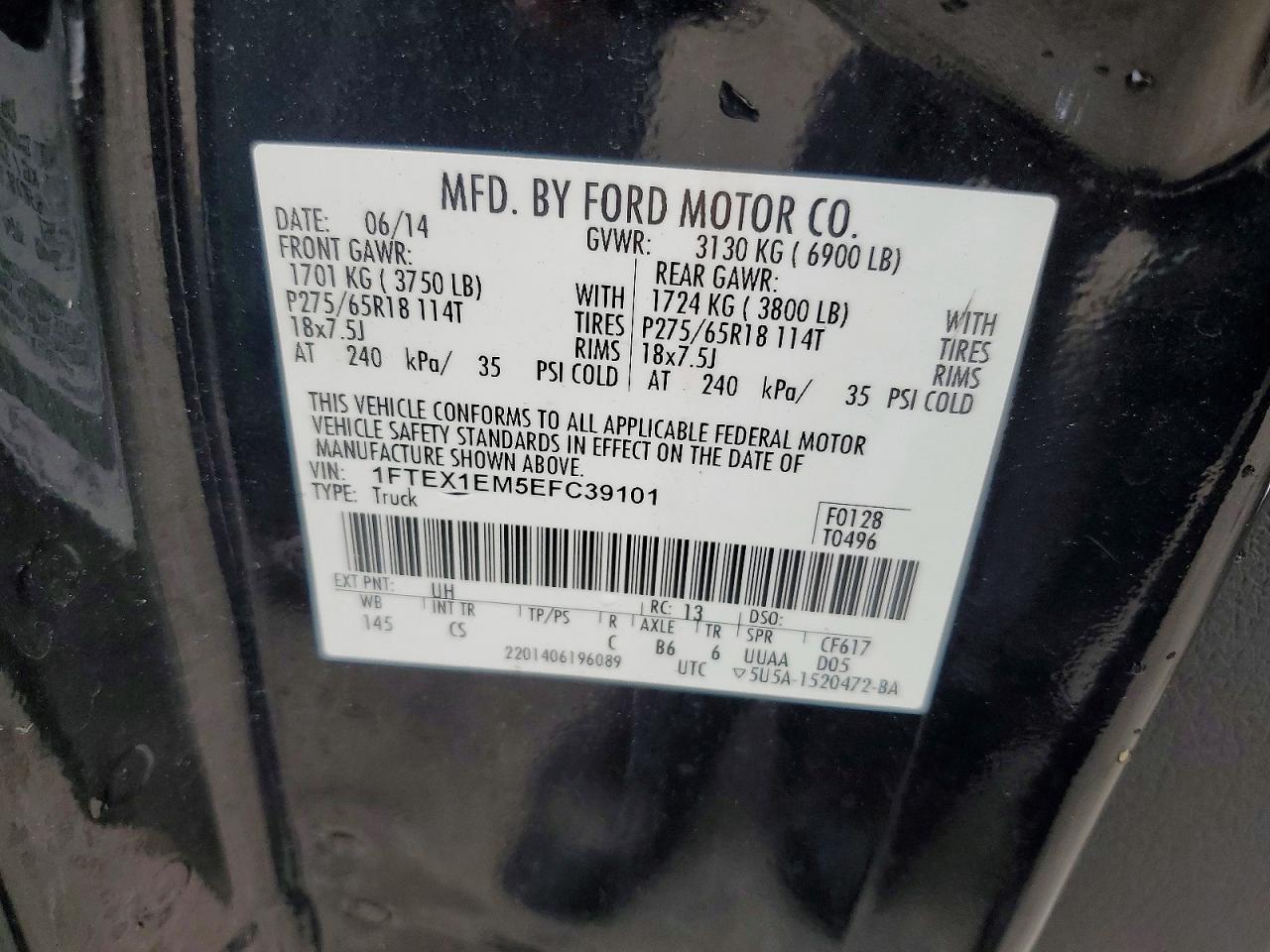 2014 Ford F150 Super Cab Черный vin: 1FTEX1EM5EFC39101