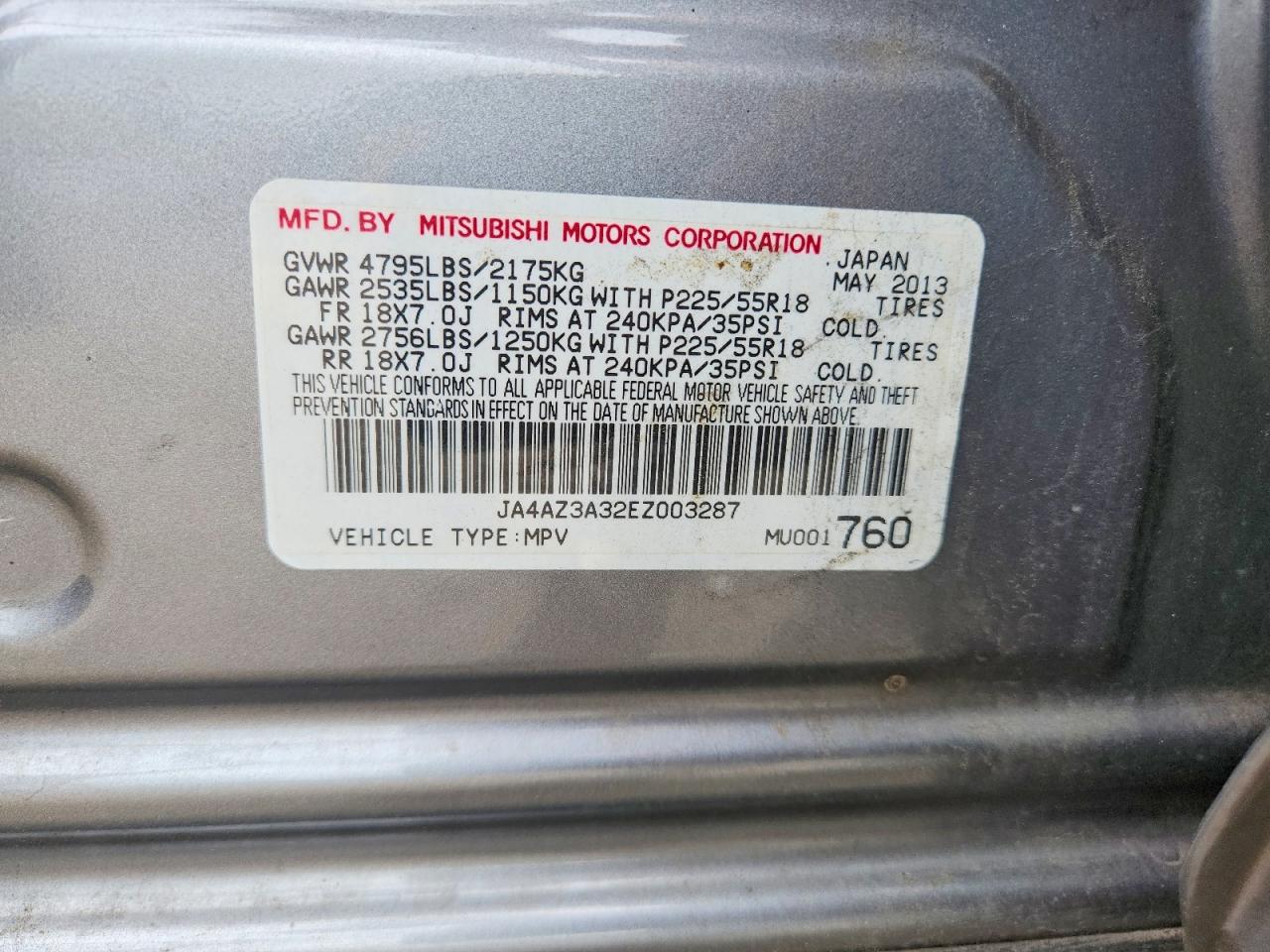 2014 Mitsubishi Outlander Se Серый vin: JA4AZ3A32EZ003287