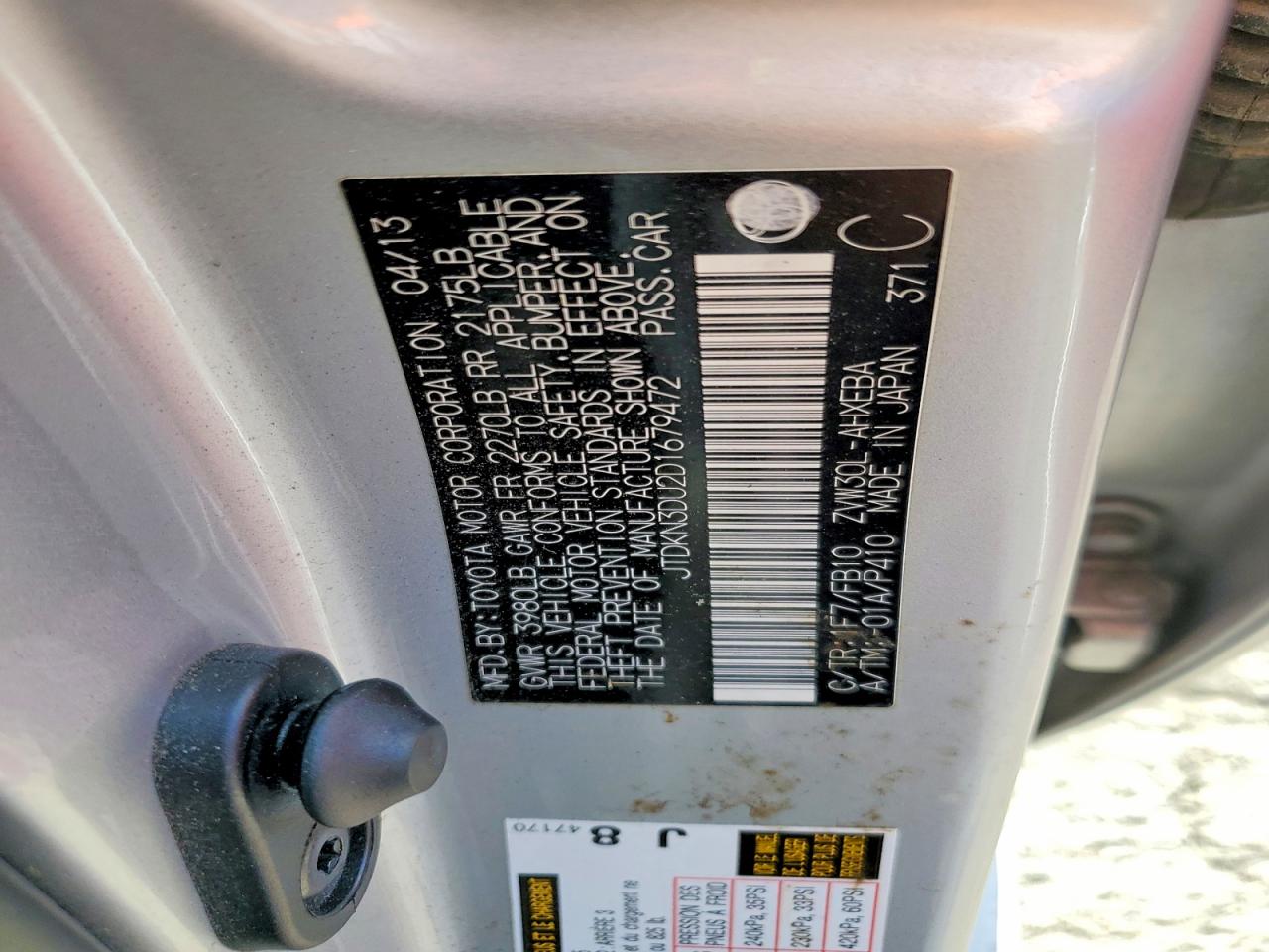 2013 Toyota Prius Three Silver vin: JTDKN3DU2D1679472