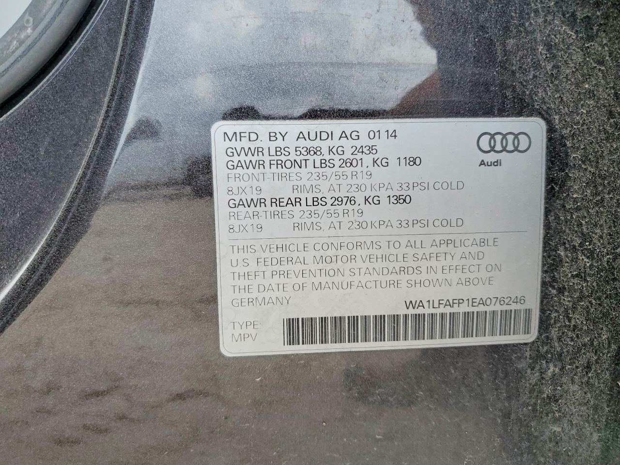 2014 Audi Q5 Premium Plus Gray vin: WA1LFAFP1EA076246