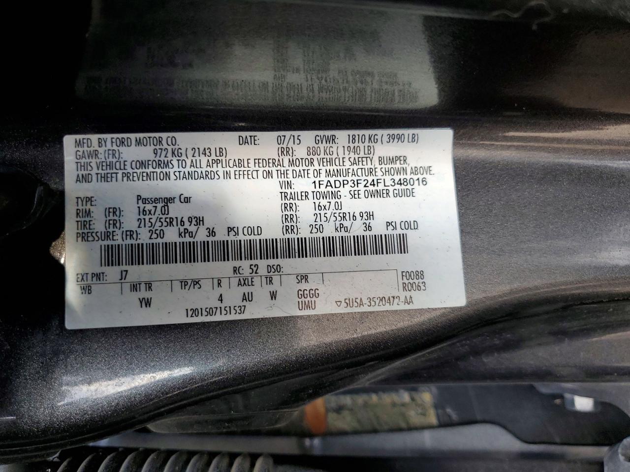 2015 Ford Focus Se Gray vin: 1FADP3F24FL348016