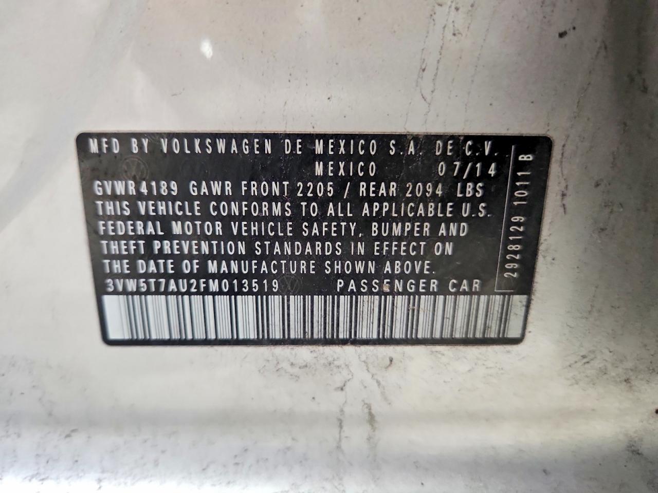 2015 Volkswagen Gti Silver vin: 3VW5T7AU2FM013519