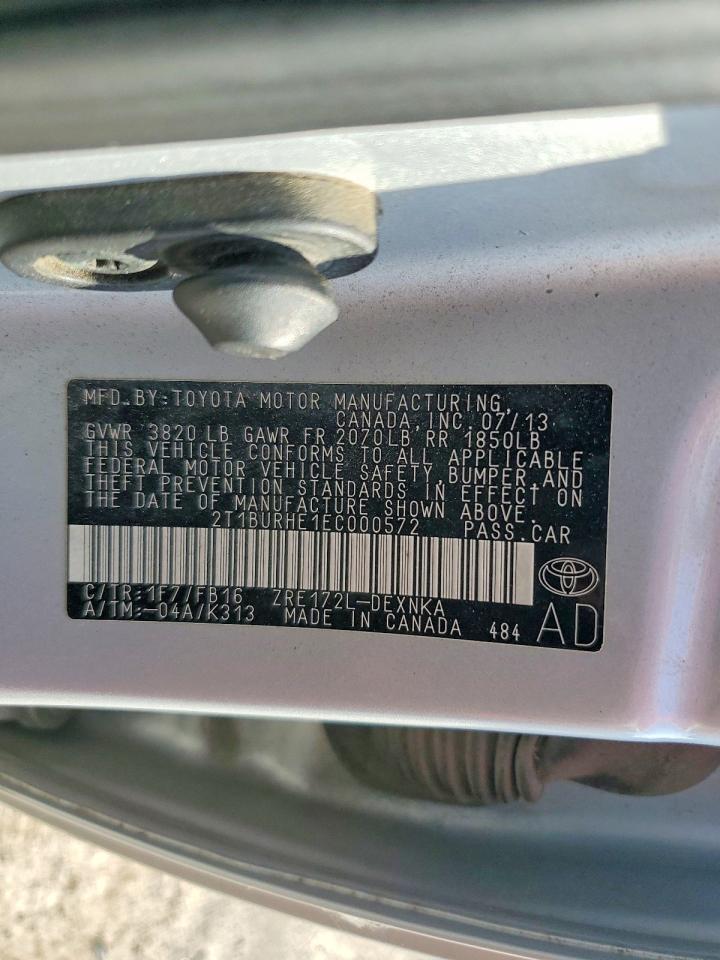 2014 Toyota Corolla Le Silver vin: 2T1BURHE1EC000572