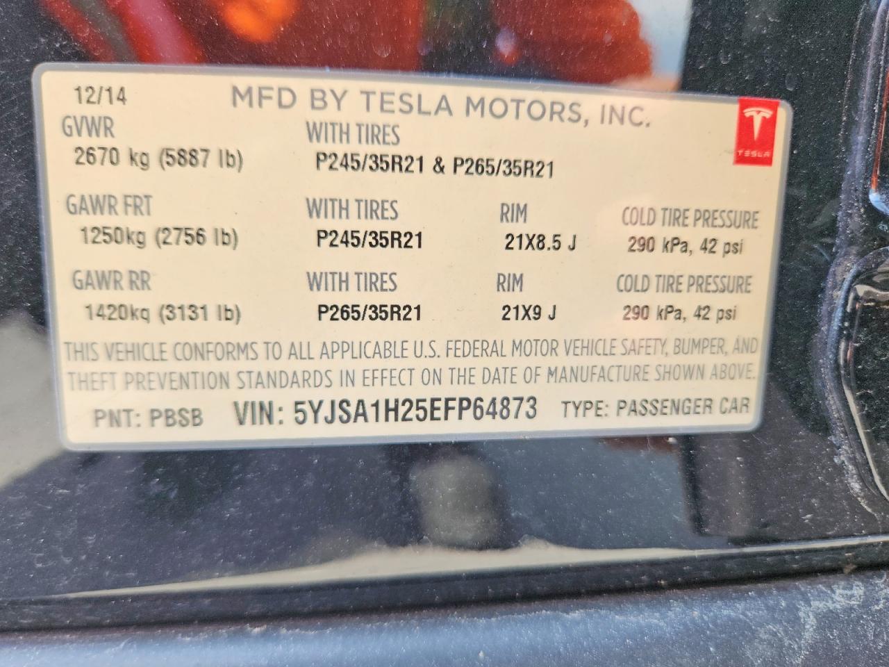 2014 Tesla Model S Black vin: 5YJSA1H25EFP64873