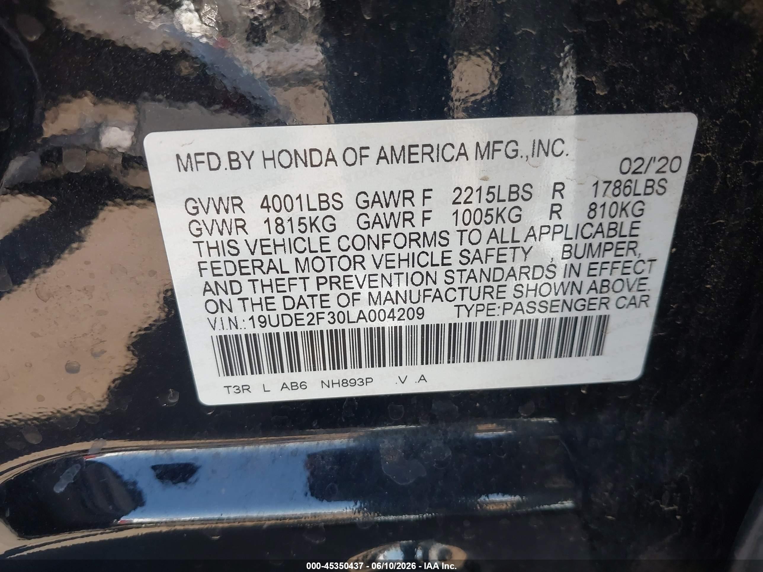 2020 Acura Ilx Standard Black vin: 19UDE2F30LA004209