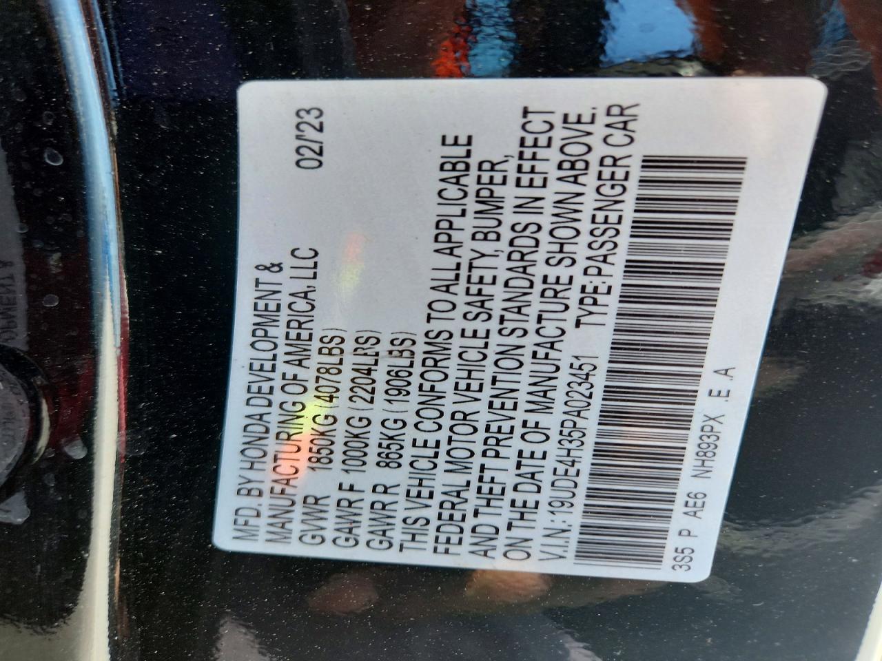 2023 Acura Integra A-spec Black vin: 19UDE4H35PA023451