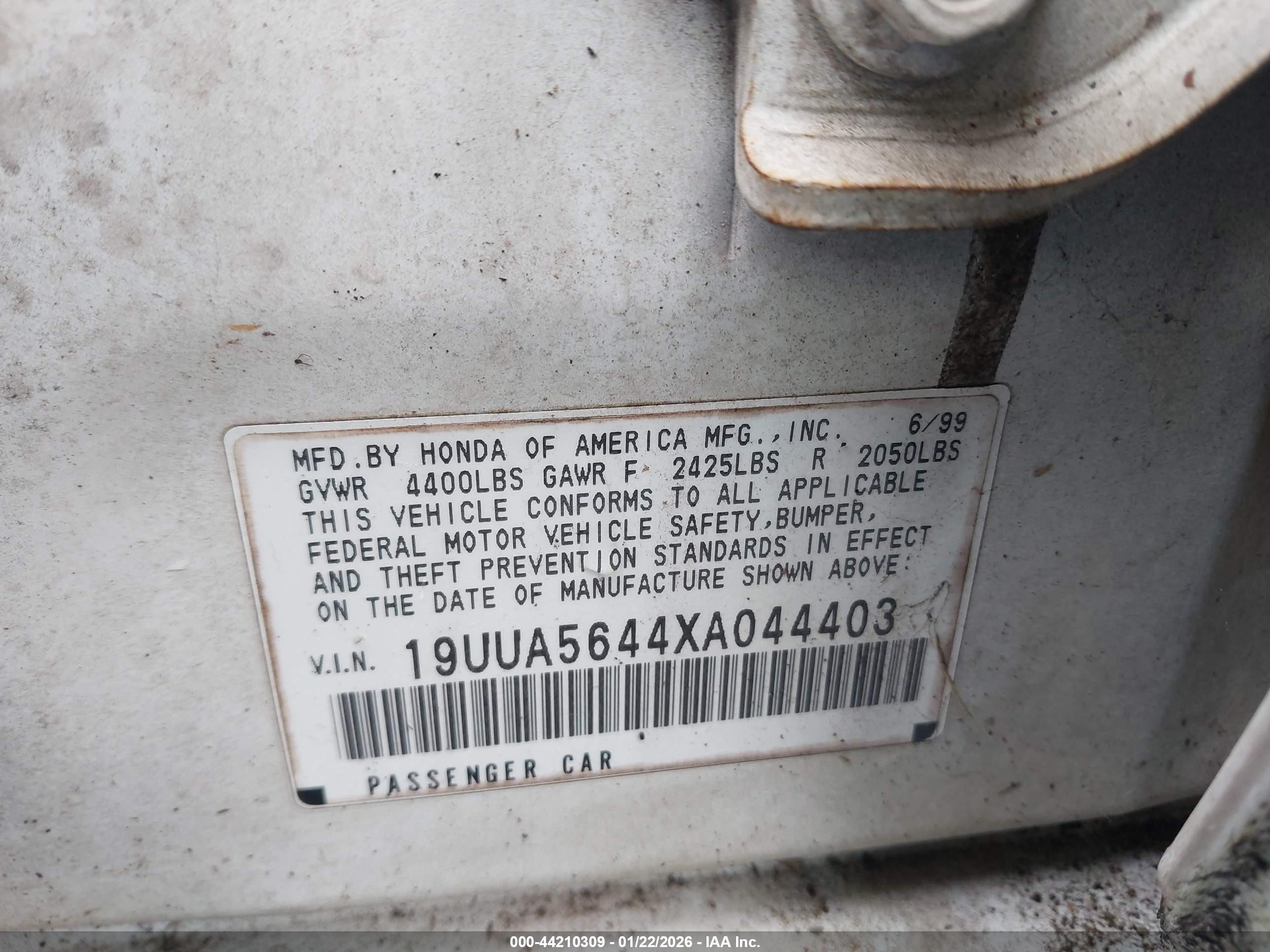 1999 Acura Tl 3.2 Белый vin: 19UUA5644XA044403