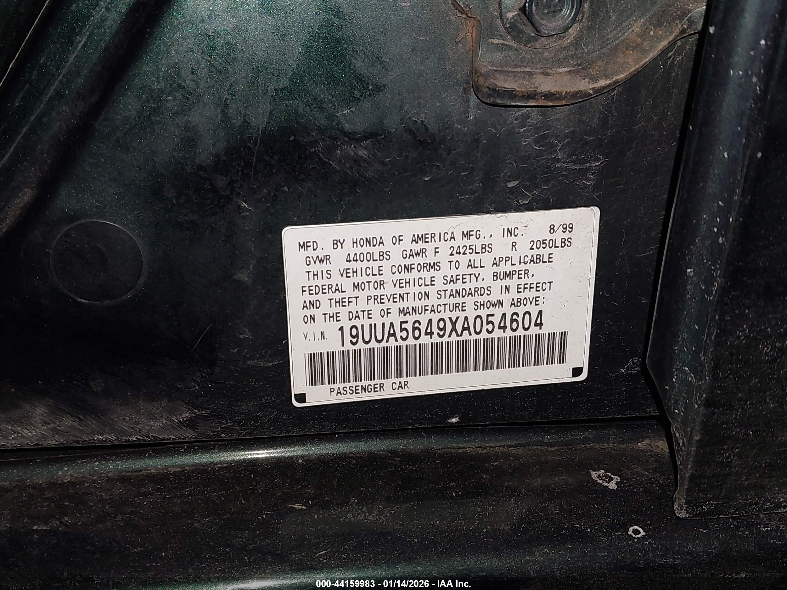 1999 Acura Tl 3.2 Зеленый vin: 19UUA5649XA054604