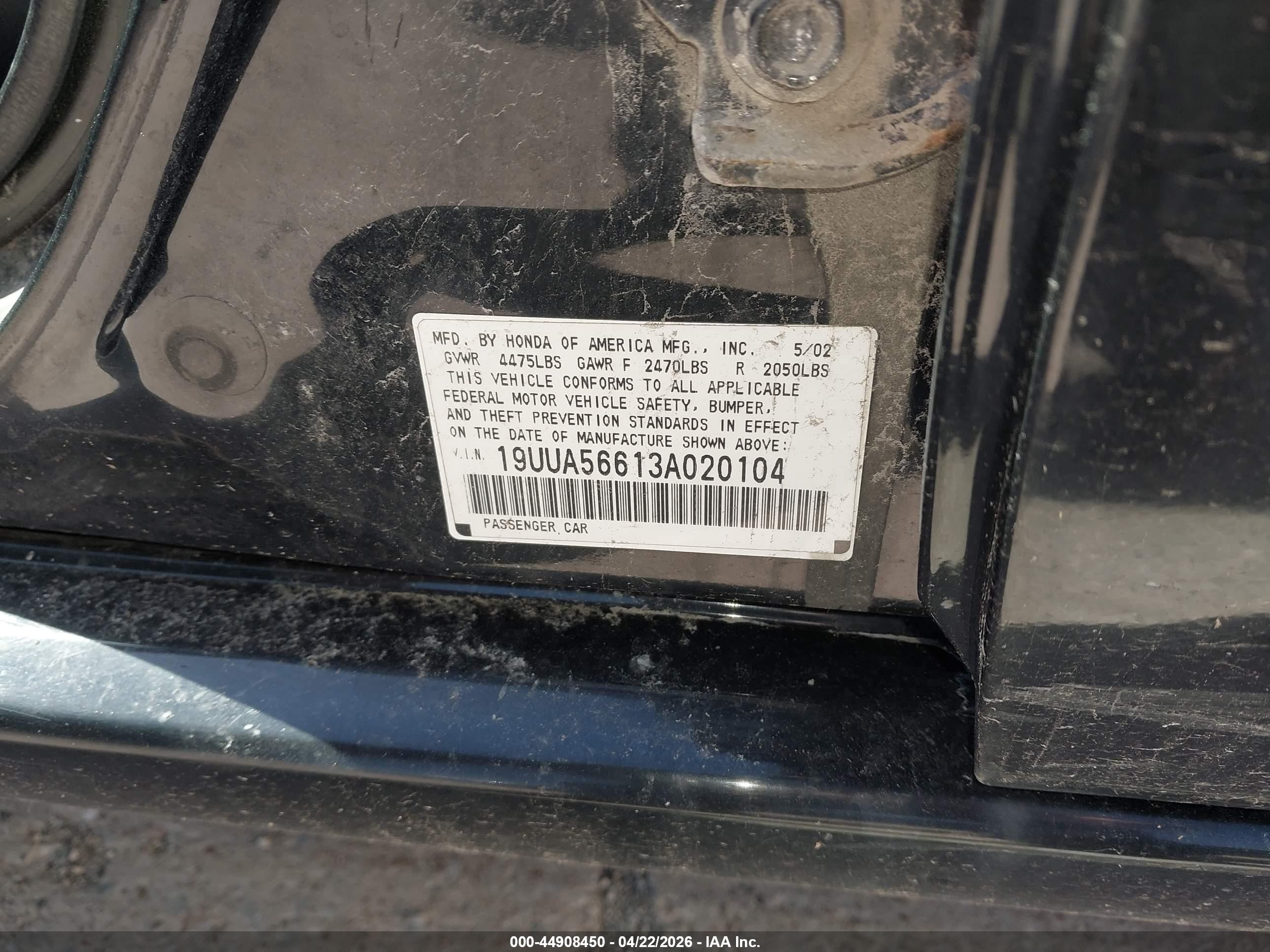 2003 Acura Tl 3.2 Black vin: 19UUA56613A020104