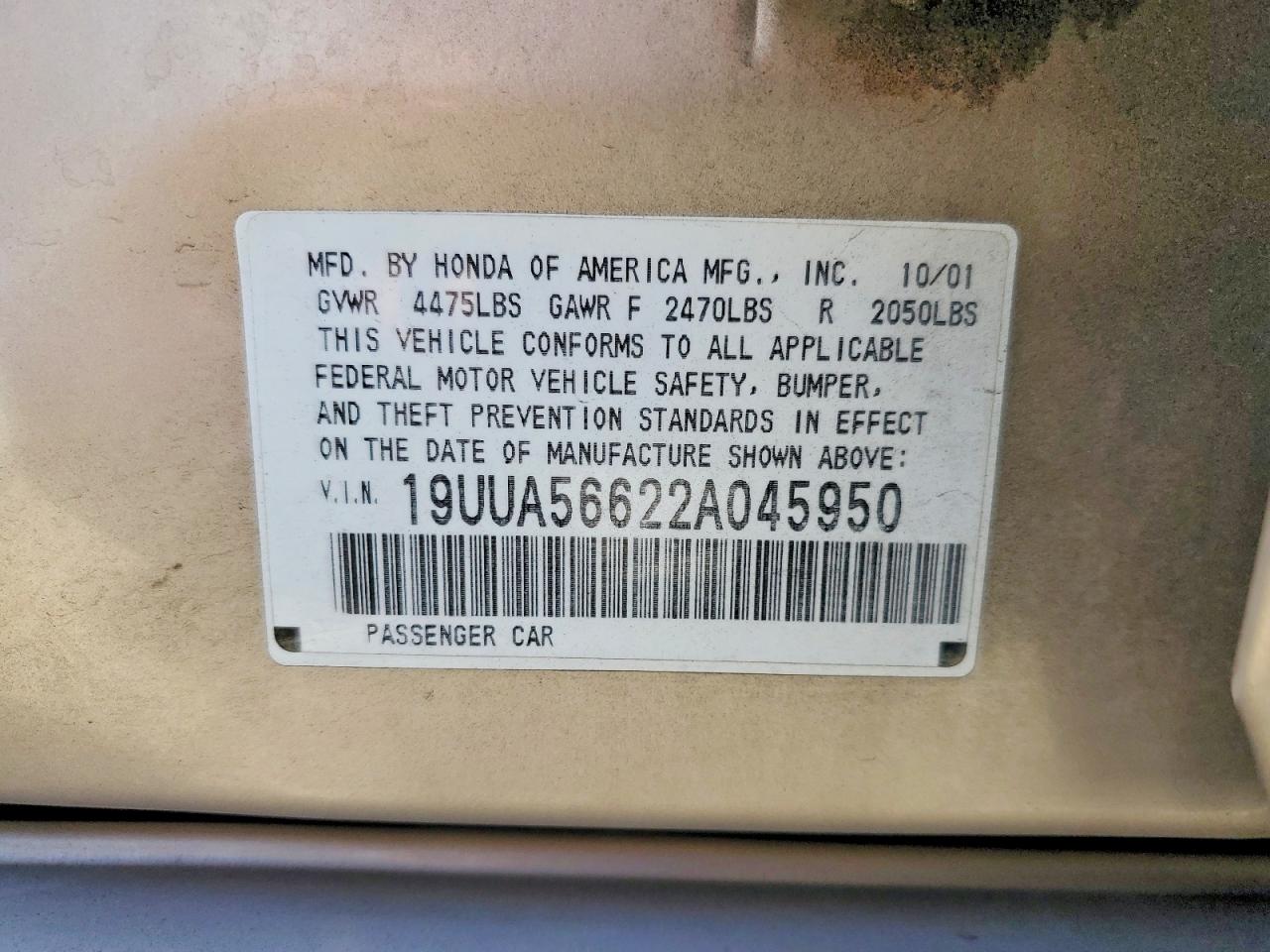 2002 Acura 3.2tl Золотой vin: 19UUA56622A045950