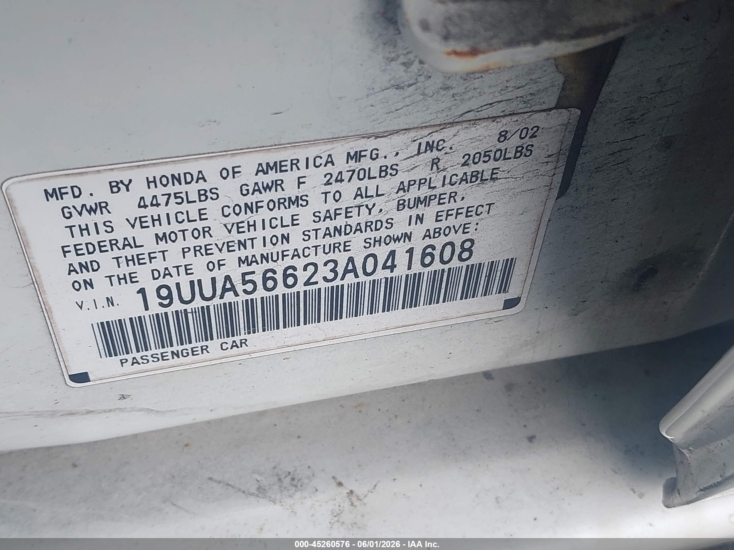 2003 Acura Tl 3.2 White vin: 19UUA56623A041608