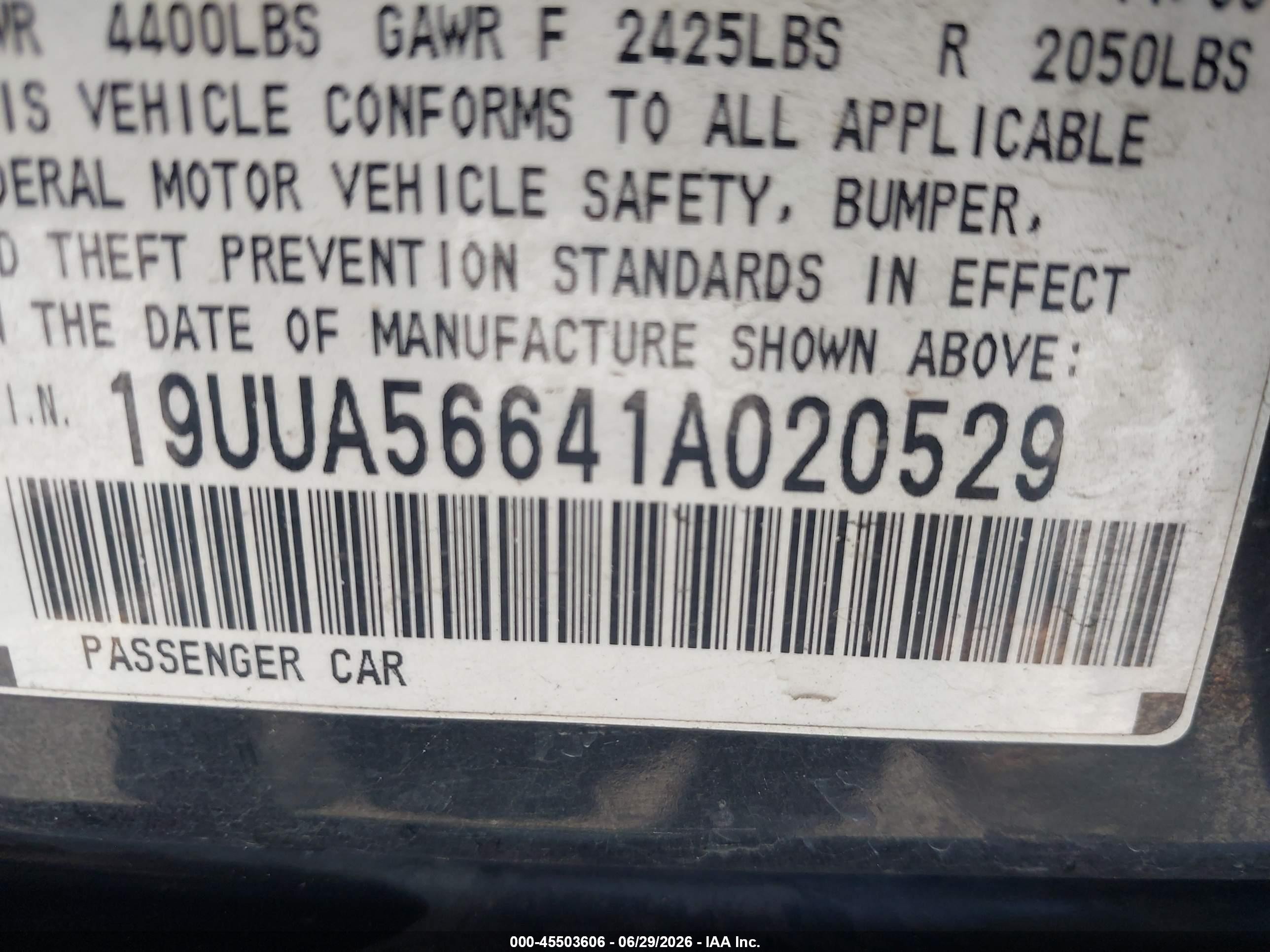 2001 Acura Tl 3.2 Black vin: 19UUA56641A020529
