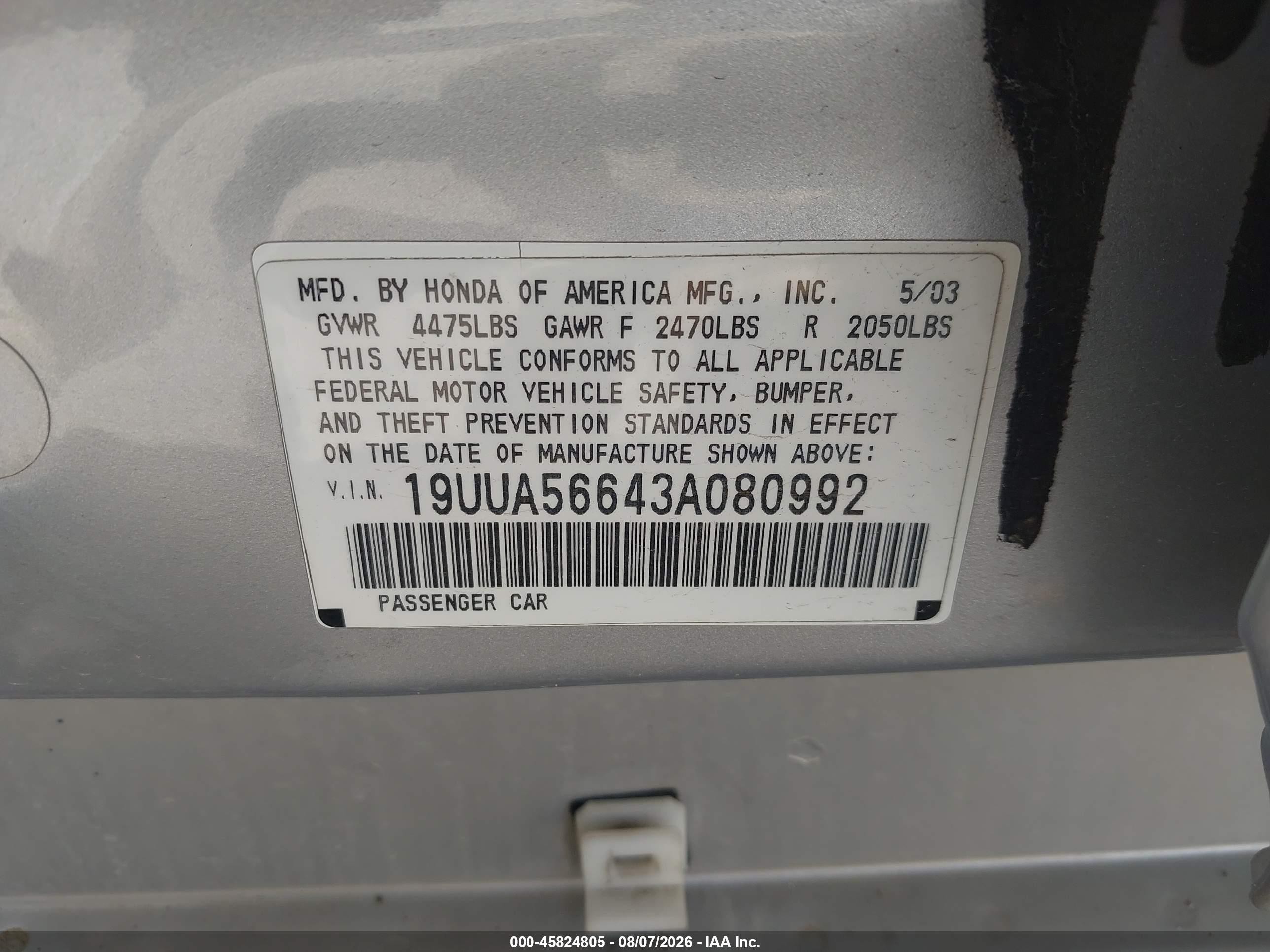 2003 Acura Tl 3.2 Silver vin: 19UUA56643A080992