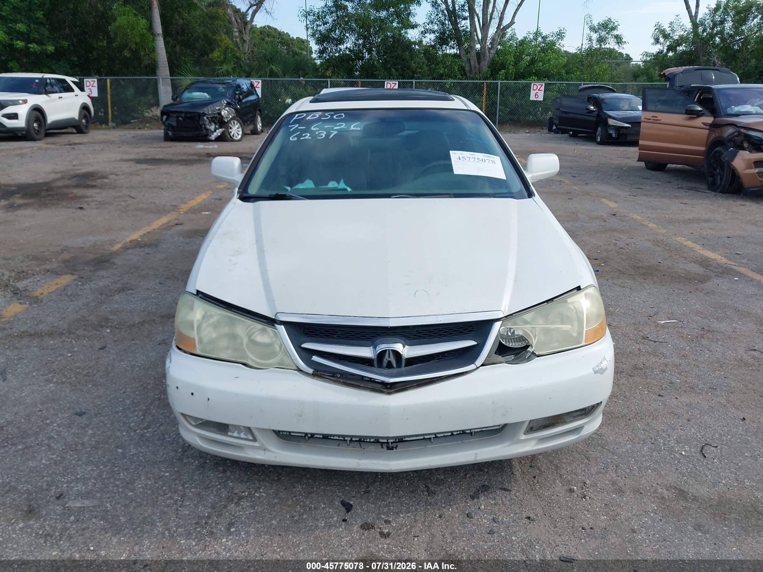 2003 Acura Tl 3.2 White vin: 19UUA56663A084249