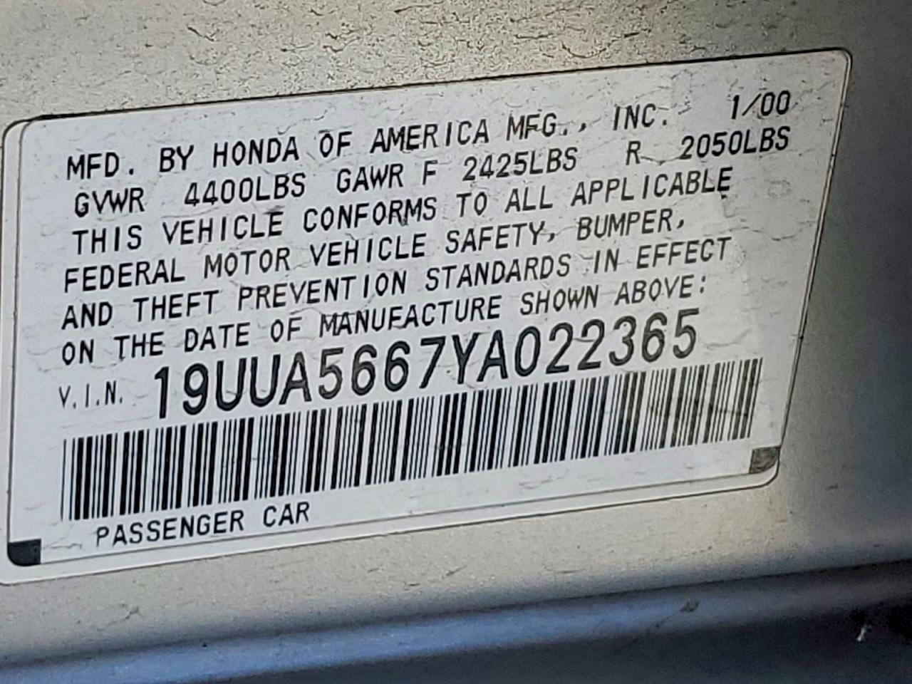 2000 Acura 3.2tl Серебряный vin: 19UUA5667YA022365