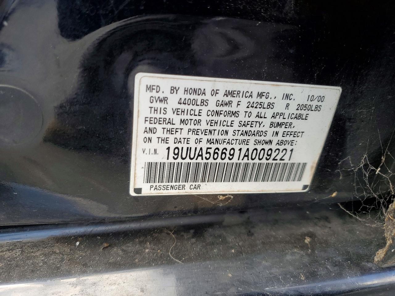 2001 Acura 3.2tl Black vin: 19UUA56691A009221