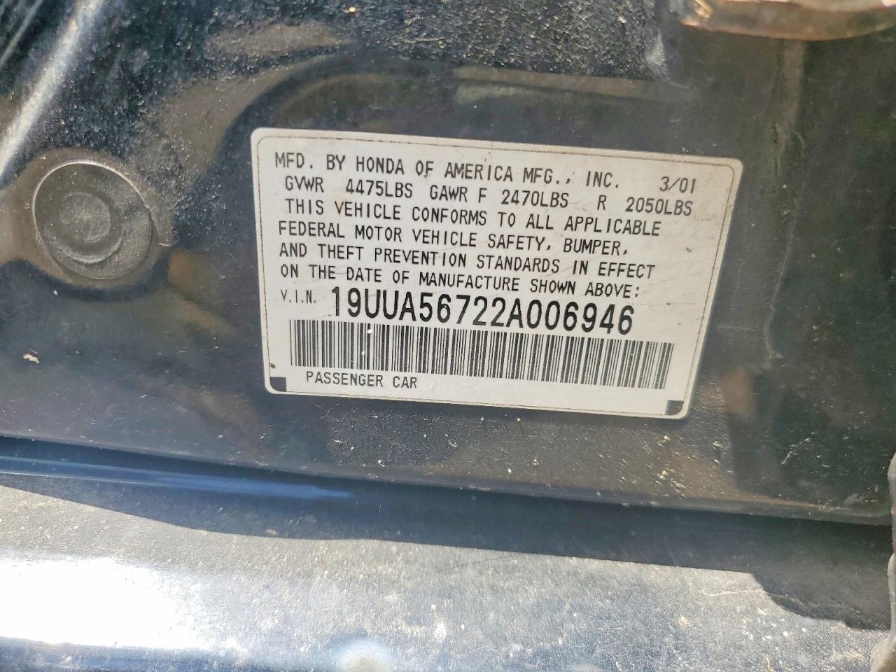 2002 Acura 3.2tl Black vin: 19UUA56722A006946
